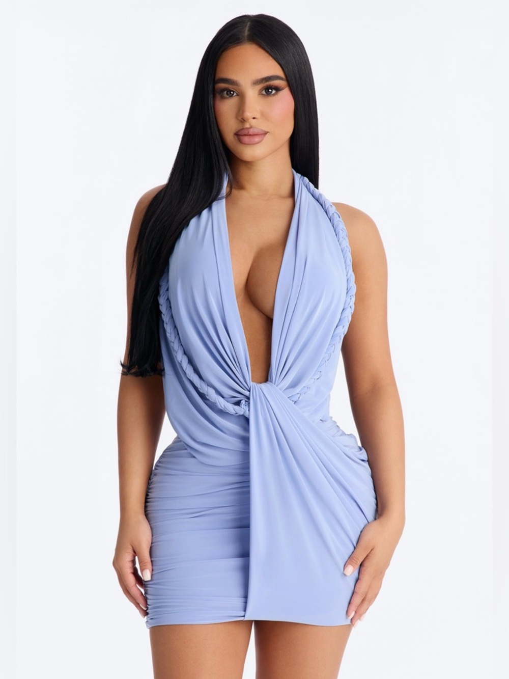 Fashion Nova Maisie Halter Backless Mini Dress in Periwrinkle Blue. Size XS.